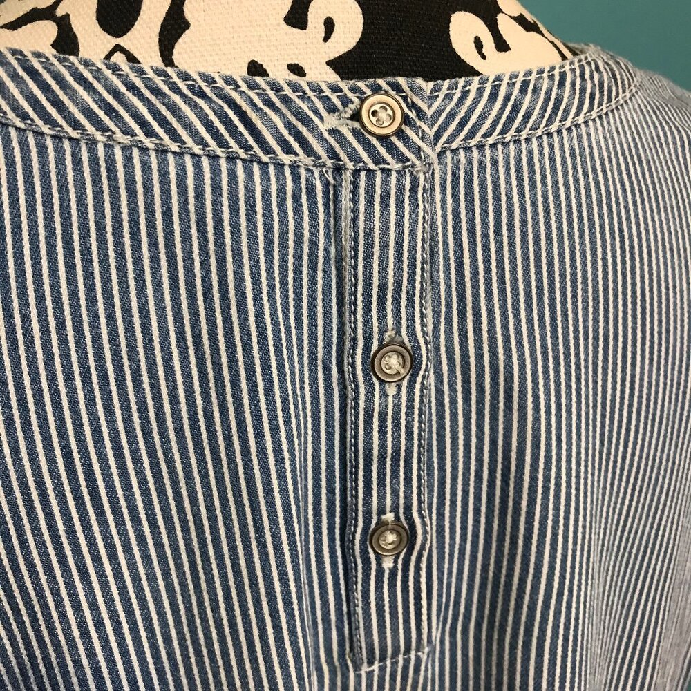 Caslon Woman's Blue & White Striped Denim Frock Dress EUC Large L Casual Career - Picture 10 of 13